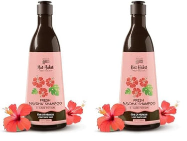 Nat Habit Sulfate-Free Natural Five Oils Hibiscus Hair Growth Shampoo, Navdha Shampoo for Women and Men (Pack of 2 X 250ml)
